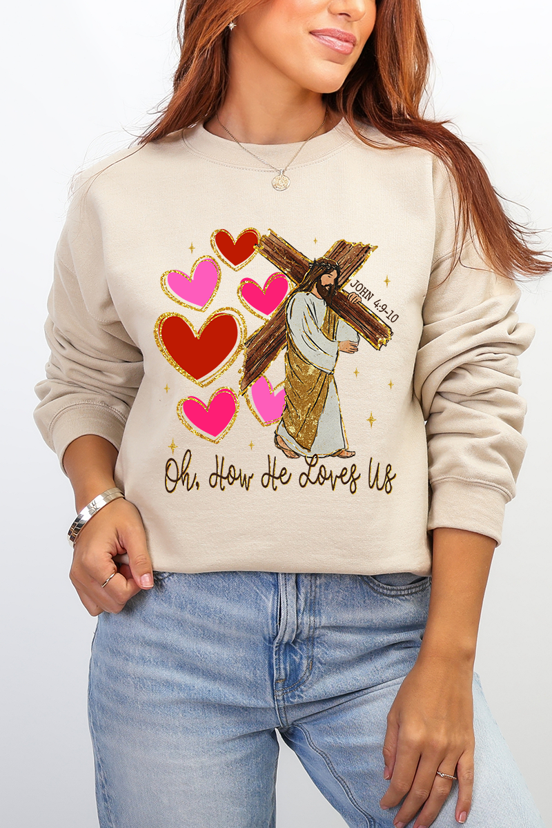 He Loves Us Hearts Heavy Blend Crew Sweatshirt product image 6