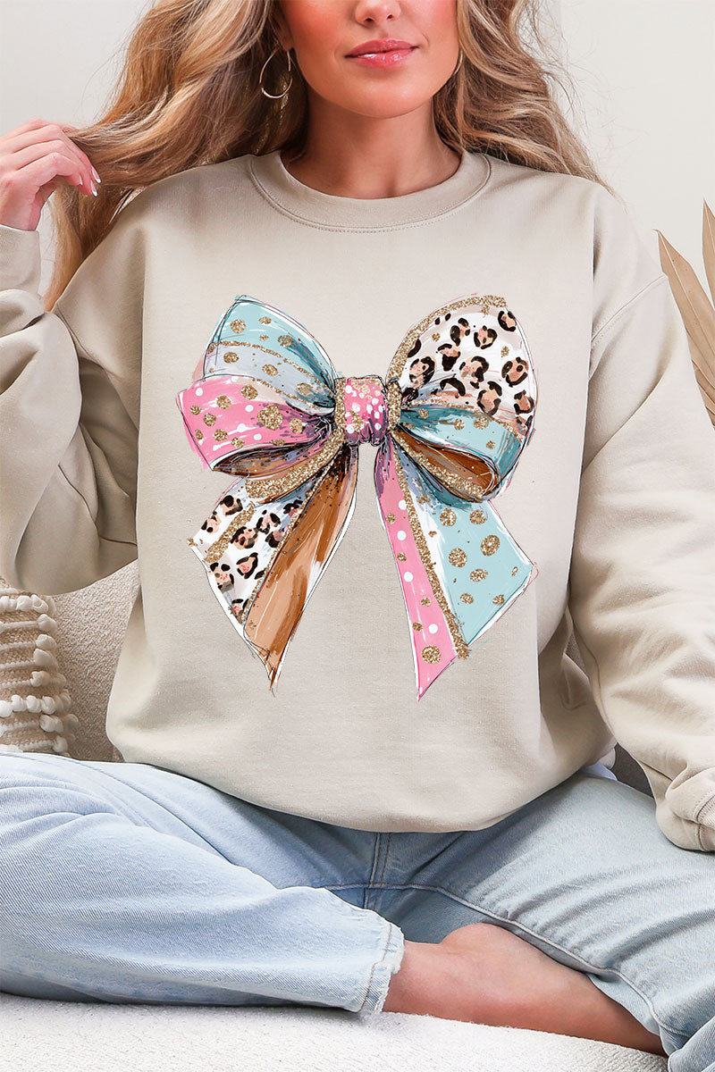Pastel Leopard Bow Heavy Blend Crew Sweatshirt product image 5