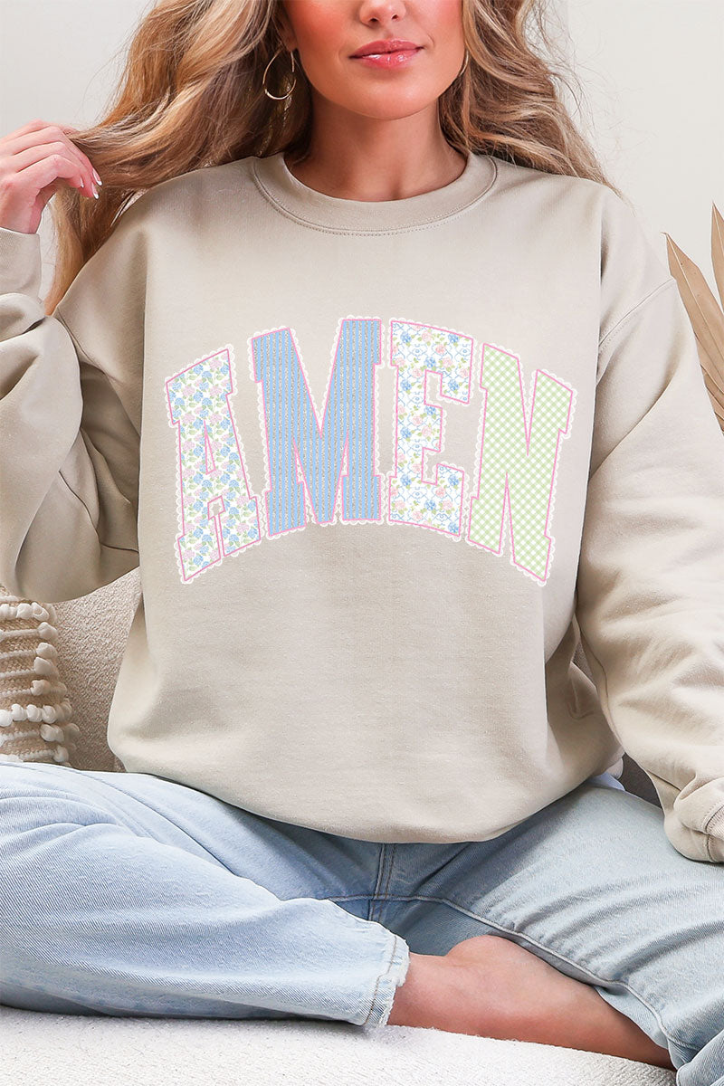 Garden Gingham Amen Heavy Blend Crew Sweatshirt product image 6