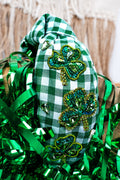 Shamrock Shine Green Check Knotted Headband