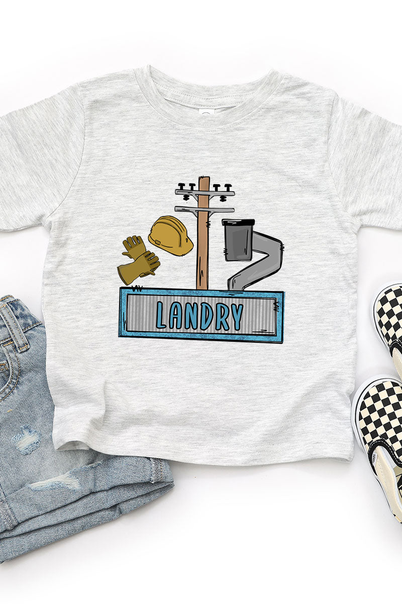 Toddler Personalized Blue Power Crew Kid Fine Jersey Tee product image 3