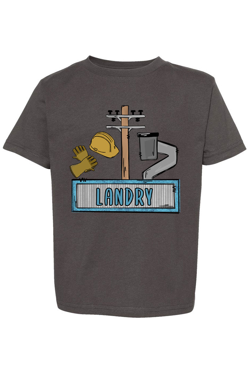 Toddler Personalized Blue Power Crew Kid Fine Jersey Tee product image 4