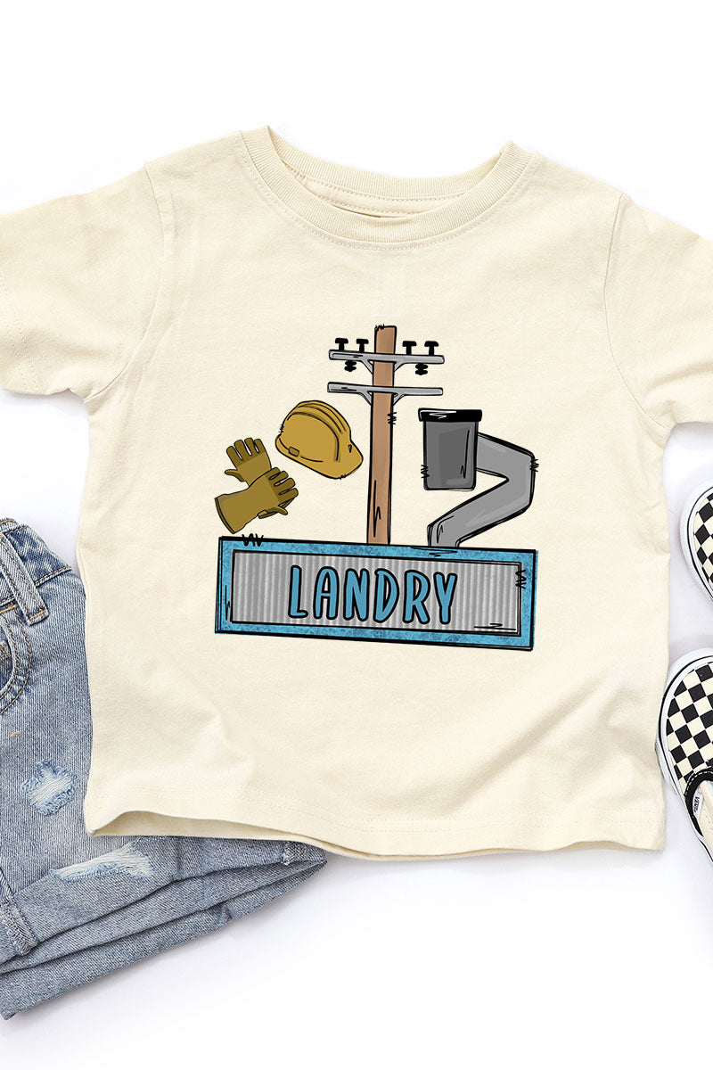 Toddler Personalized Blue Power Crew Kid Fine Jersey Tee product image 1