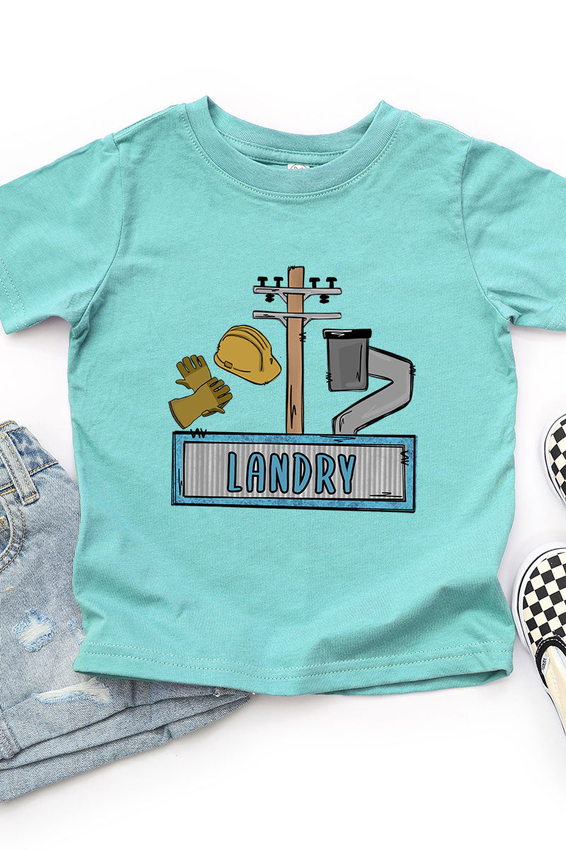 Toddler Personalized Blue Power Crew Kid Fine Jersey Tee product image 6