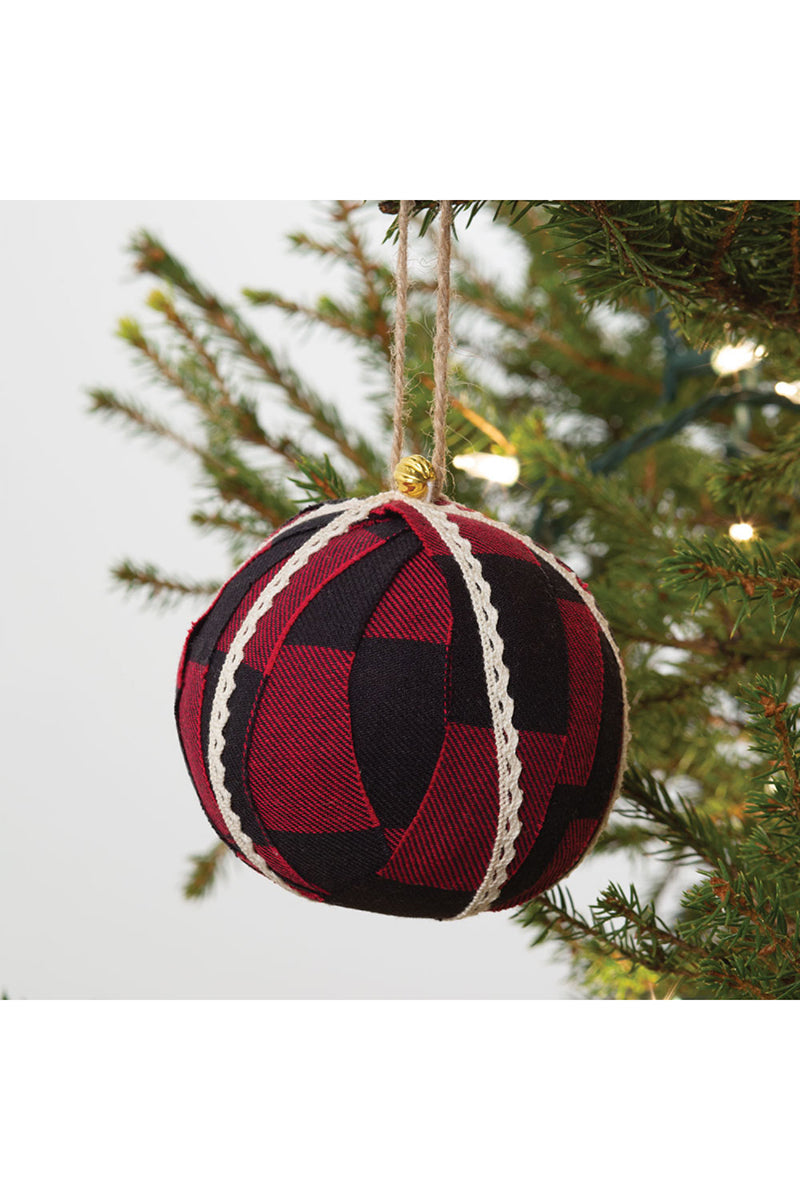 Buffalo Plaid Fabric Ornament, 4"