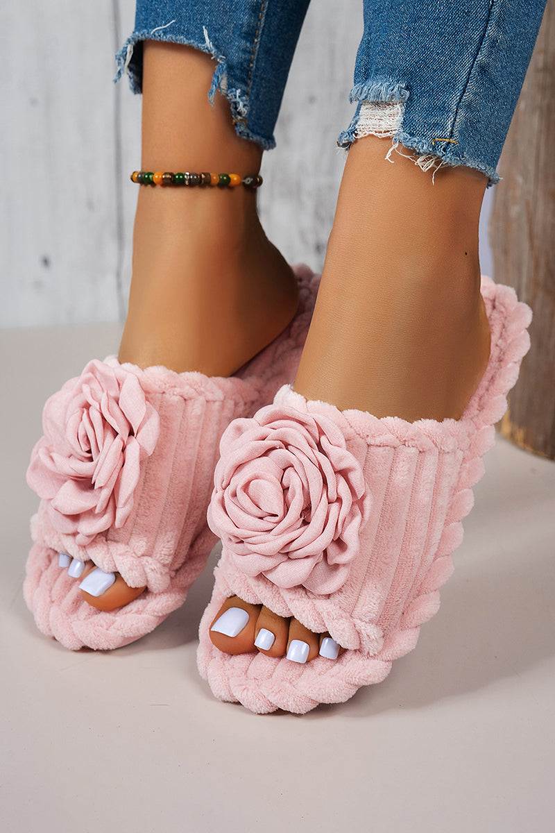 Pink Rose Reverie Corded Open Toe Slippers