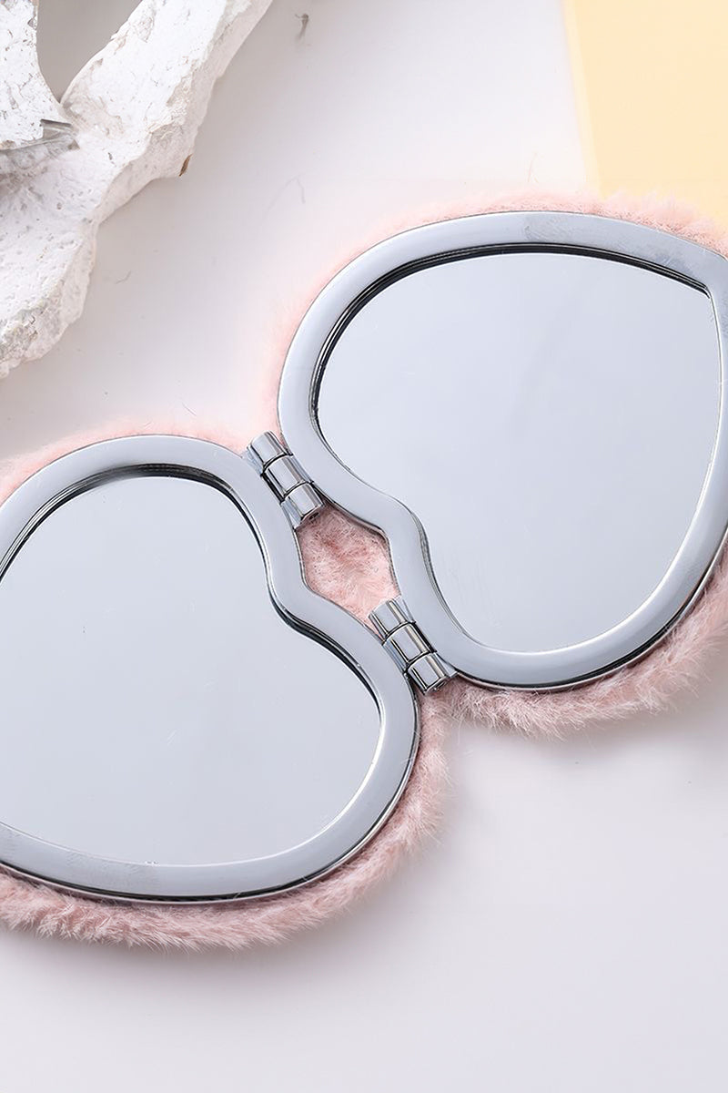 Fuzzy Feelings Pink Heart Compact Mirror