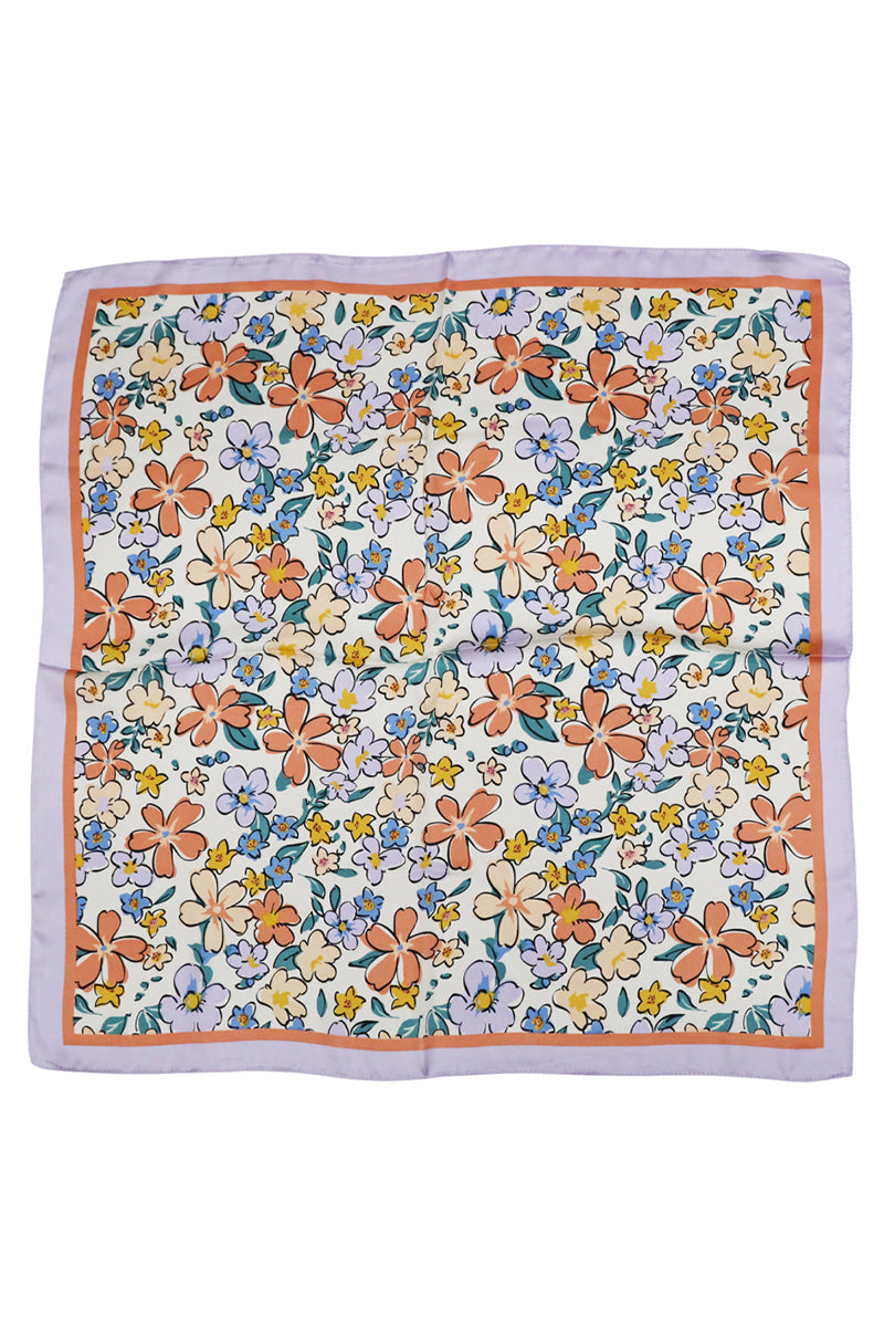 Let Your Dreams Blossom Purple Square Satin Scarf