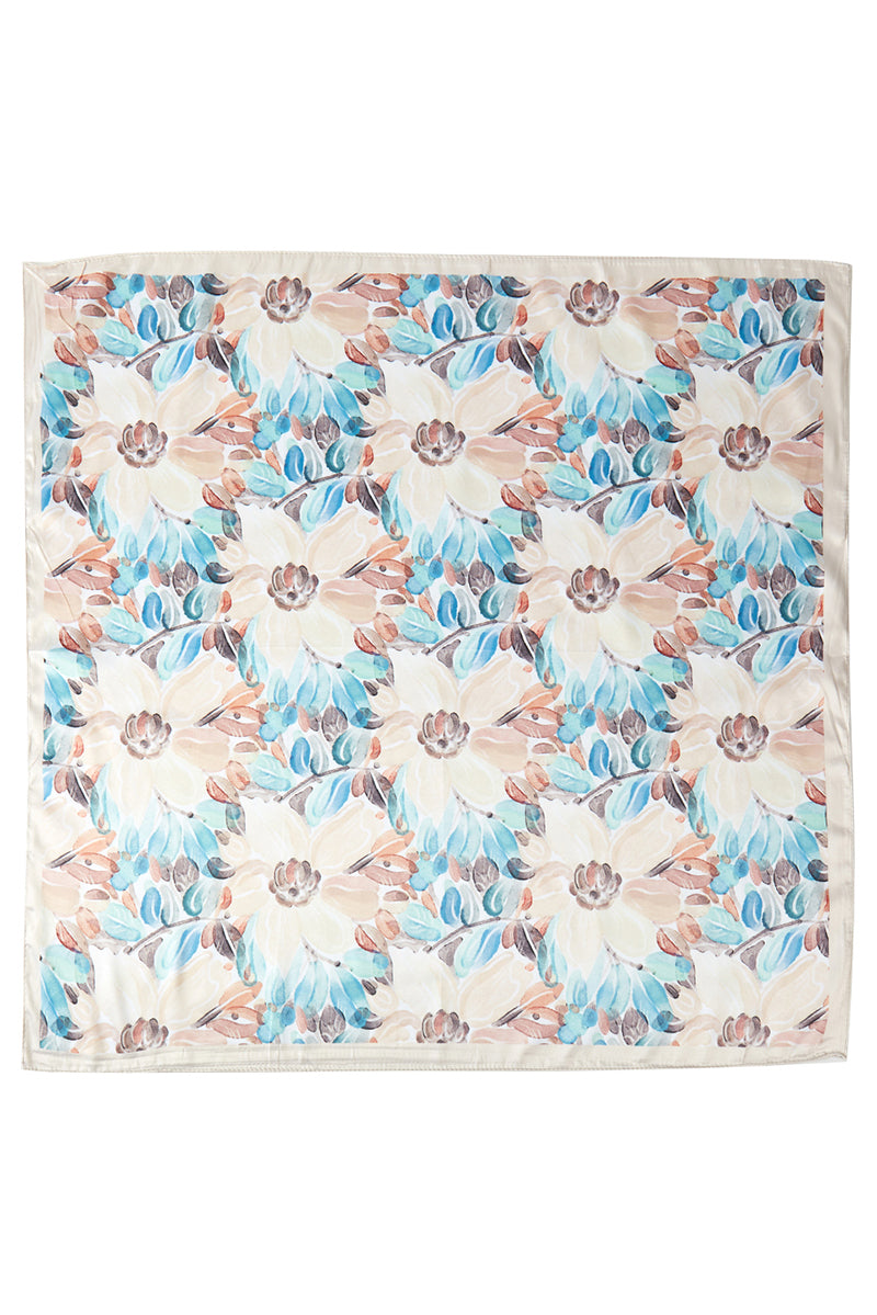 Painted Garden Beige Square Satin Scarf