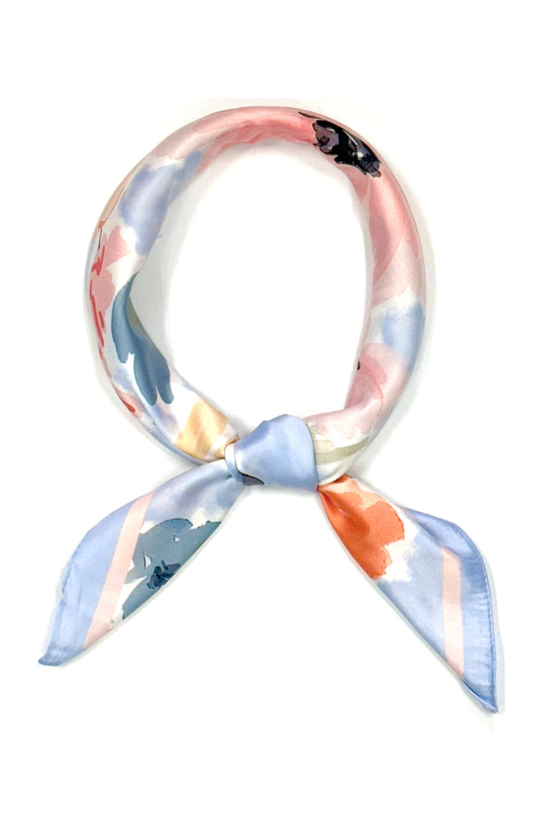 Art in Bloom Blue Square Satin Scarf