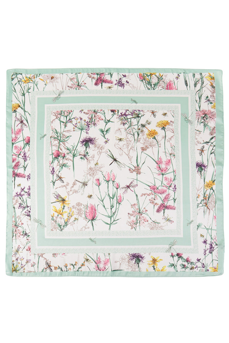 Wildflower Whimsy Mint Square Satin Scarf