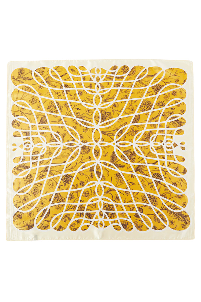 Modern Rhythm Mustard Square Satin Scarf