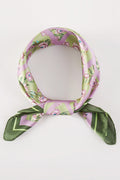 Botanical Edge Pink & Green Square Satin Scarf