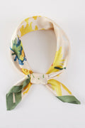 Golden Hour Bloom Beige Square Satin Scarf
