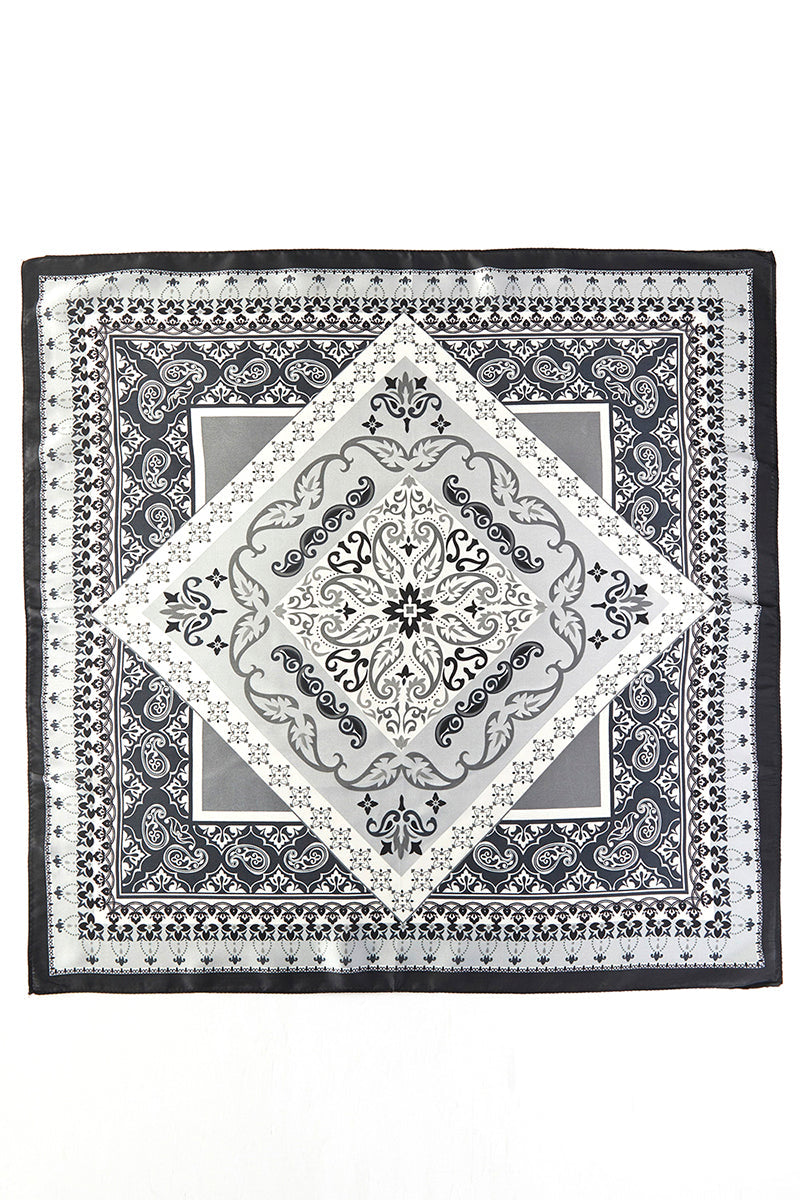 Valencia Black Square Satin Scarf