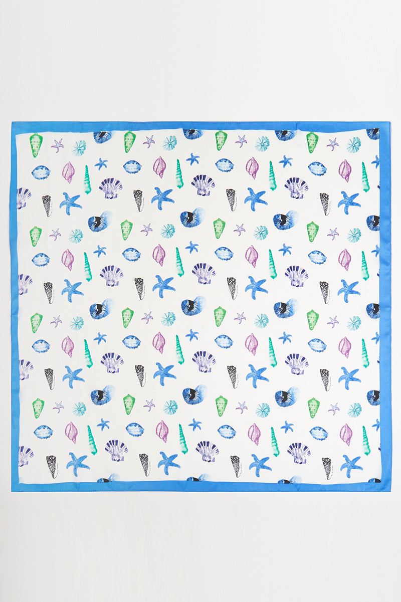 Ocean Hour Blue Square Satin Scarf