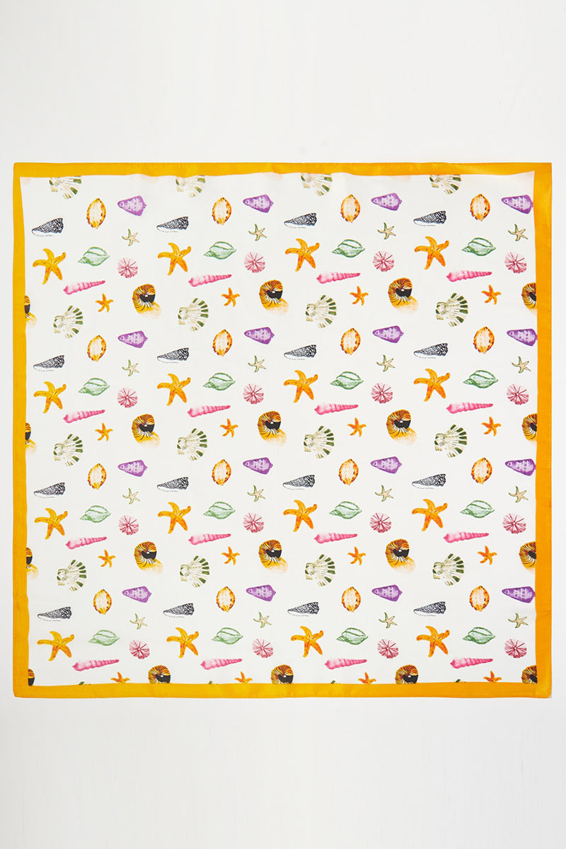 Ocean Hour Yellow Square Satin Scarf