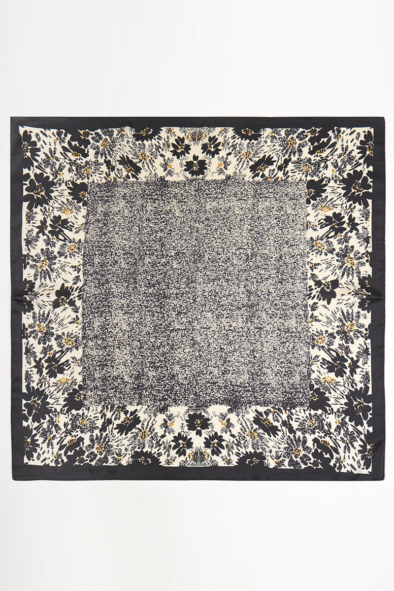Floral Theory Black Square Satin Scarf