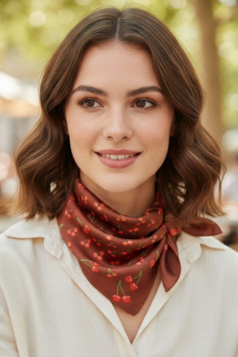 Cherry Twilight Square Satin Scarf