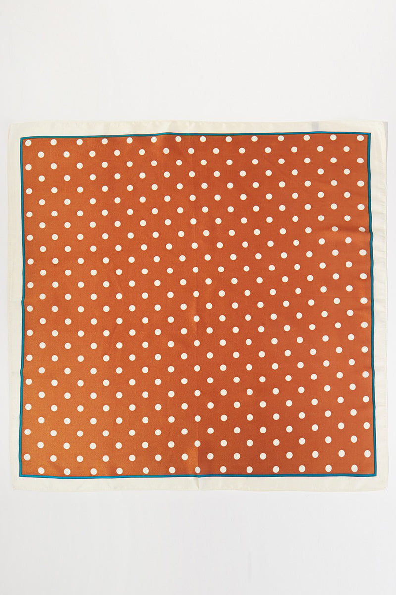 Polka Dot Perfection Rust Square Satin Scarf