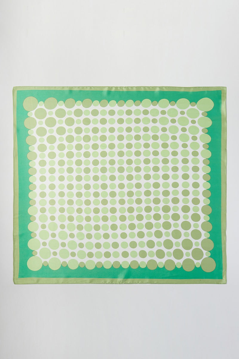 Forward Motion Green Dots Square Satin Scarf