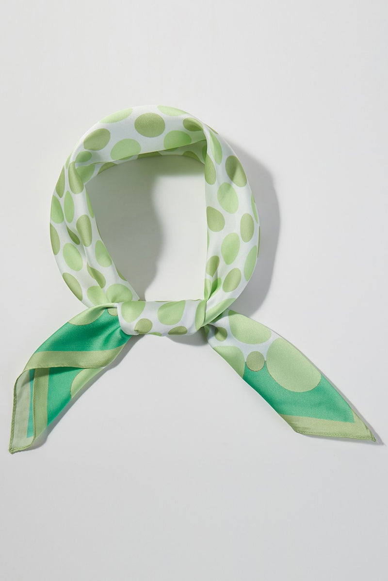 Forward Motion Green Dots Square Satin Scarf