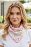 Heart Sketch Pink Square Satin Scarf