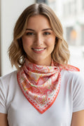 Heart Sketch Red Square Satin Scarf