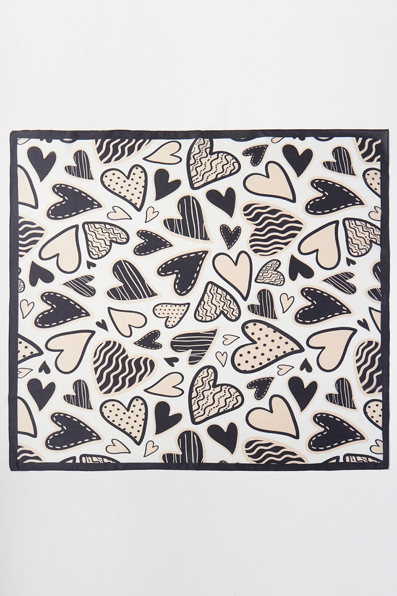 Love In Motion Black Square Satin Scarf