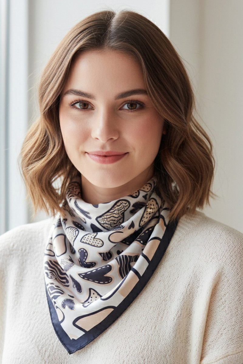 Love In Motion Black Square Satin Scarf