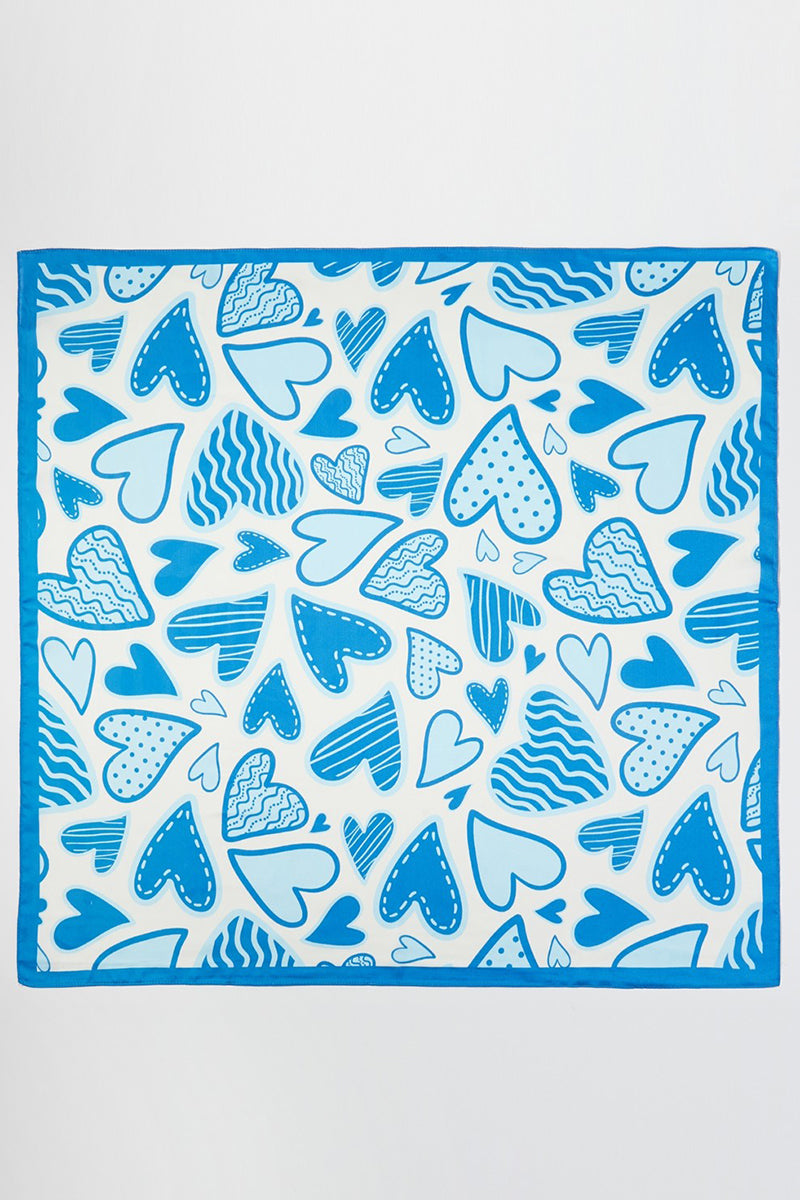 Love In Motion Blue Square Satin Scarf