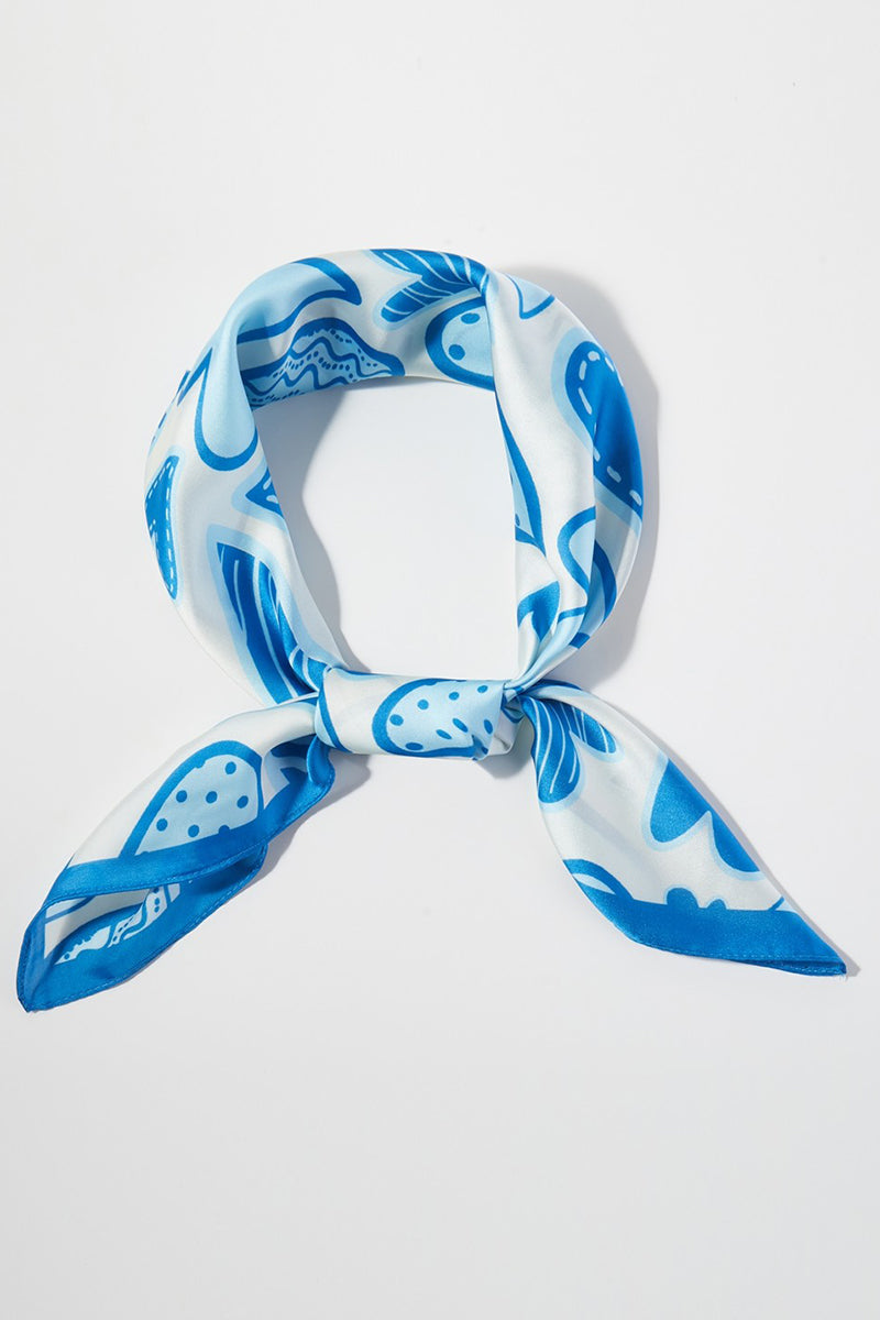 Love In Motion Blue Square Satin Scarf