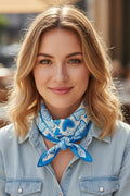 Love In Motion Blue Square Satin Scarf