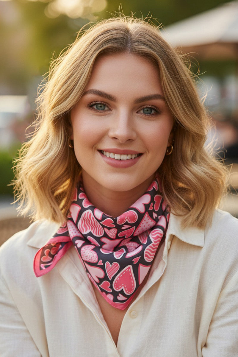 Love In Motion Pink Square Satin Scarf