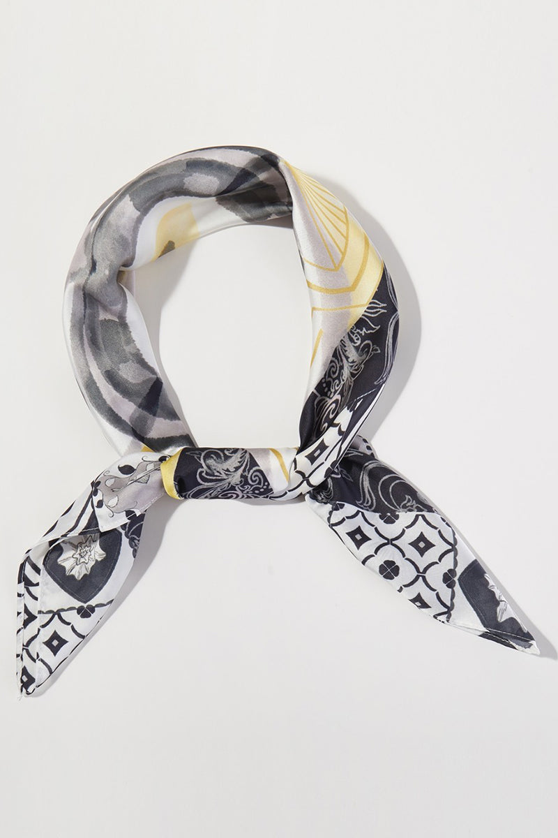 Valencia Oranges Black Square Satin Scarf