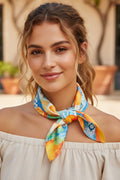 Valencia Oranges Blue Square Satin Scarf