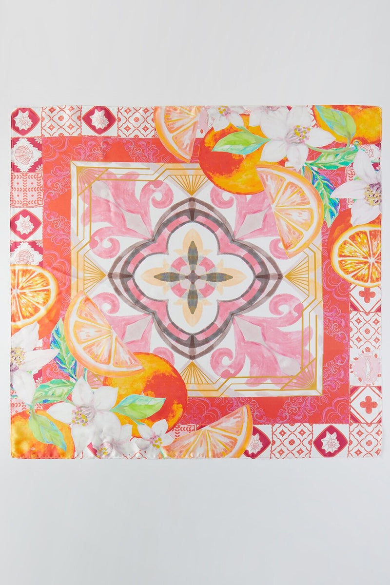 Valencia Oranges Coral Square Satin Scarf