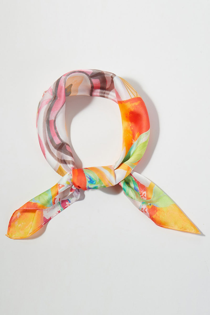 Valencia Oranges Coral Square Satin Scarf
