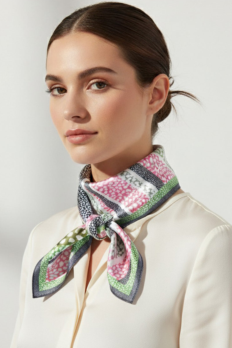 Leopard Lane Green Square Satin Scarf