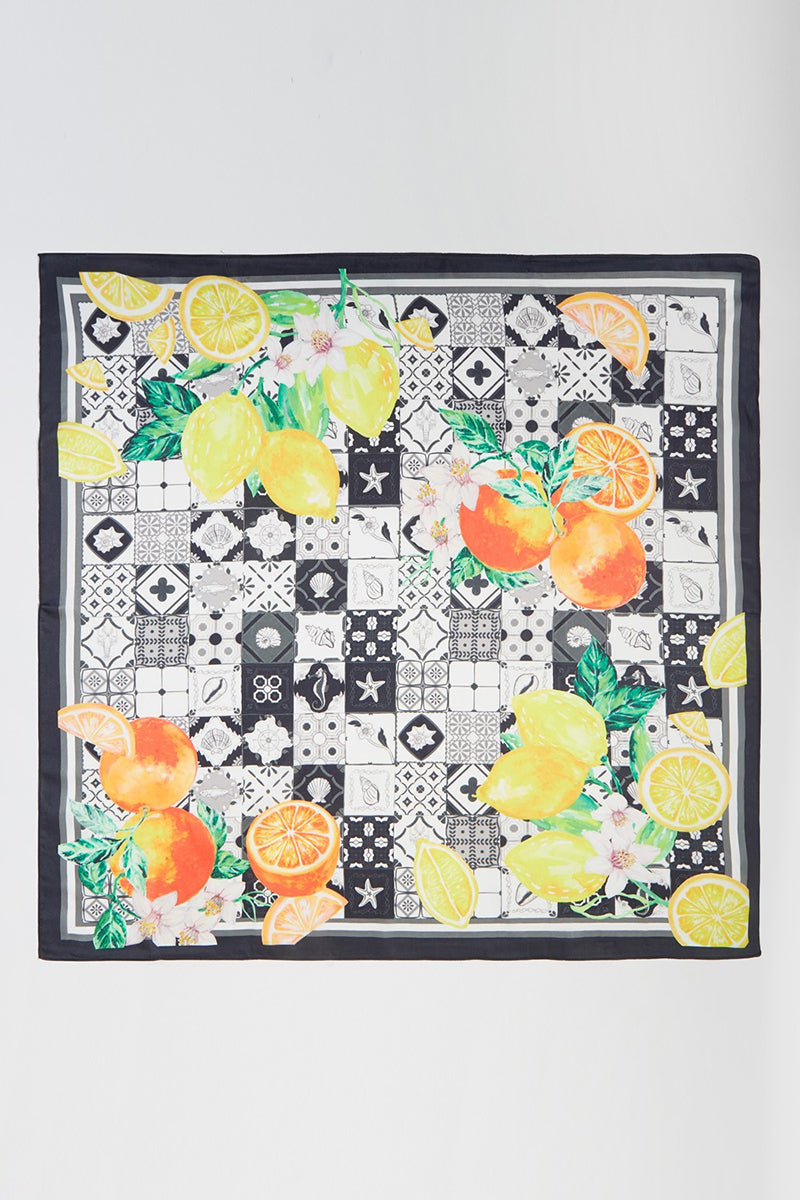 Citrus Club Black Square Satin Scarf
