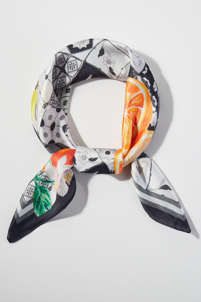 Citrus Club Black Square Satin Scarf