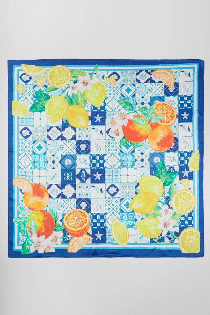 Citrus Club Blue Square Satin Scarf