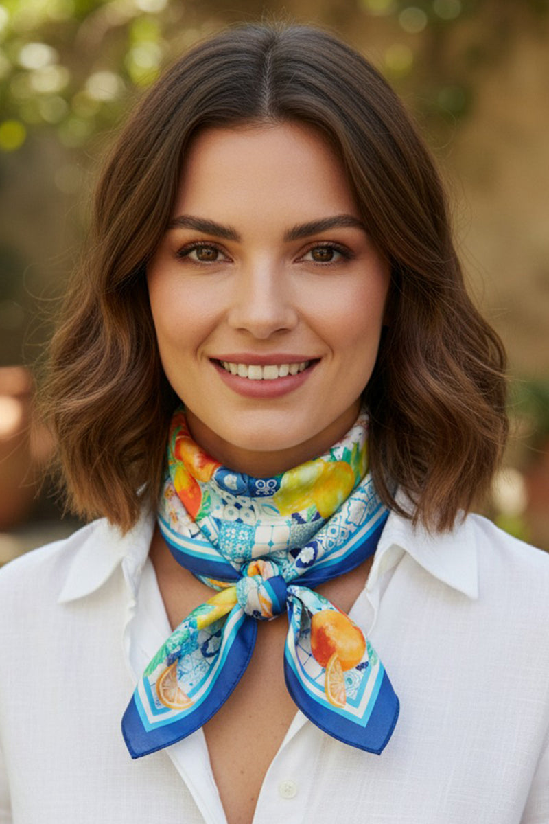 Citrus Club Blue Square Satin Scarf