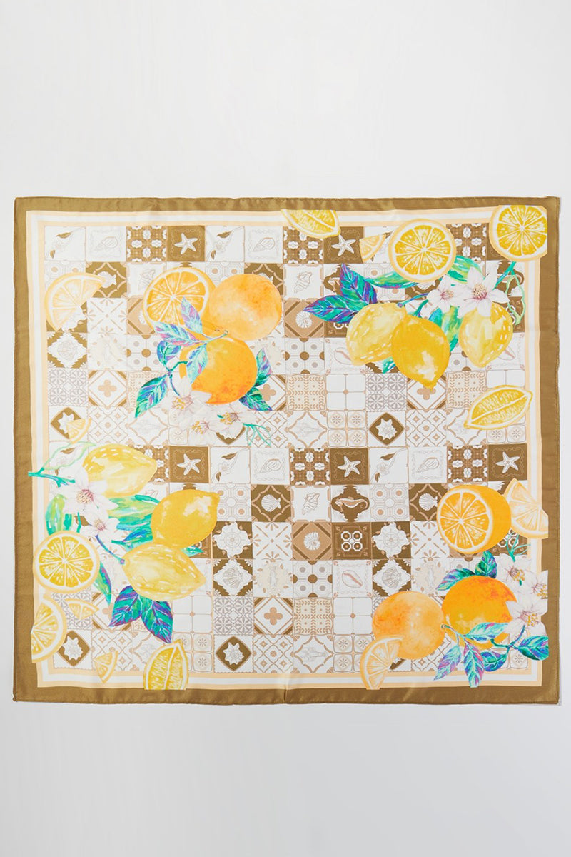 Citrus Club Taupe Square Satin Scarf