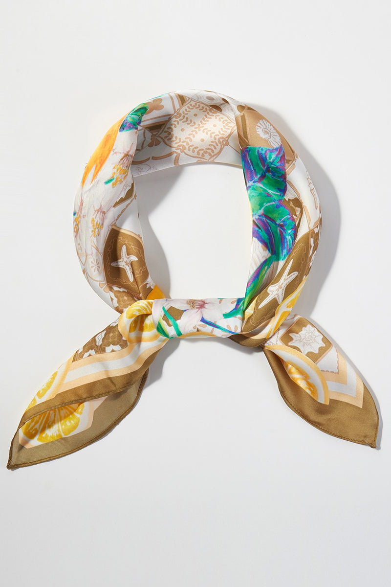 Citrus Club Taupe Square Satin Scarf
