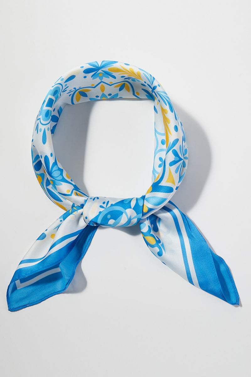 Barcelona Blue Square Satin Scarf