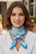 Barcelona Blue Square Satin Scarf