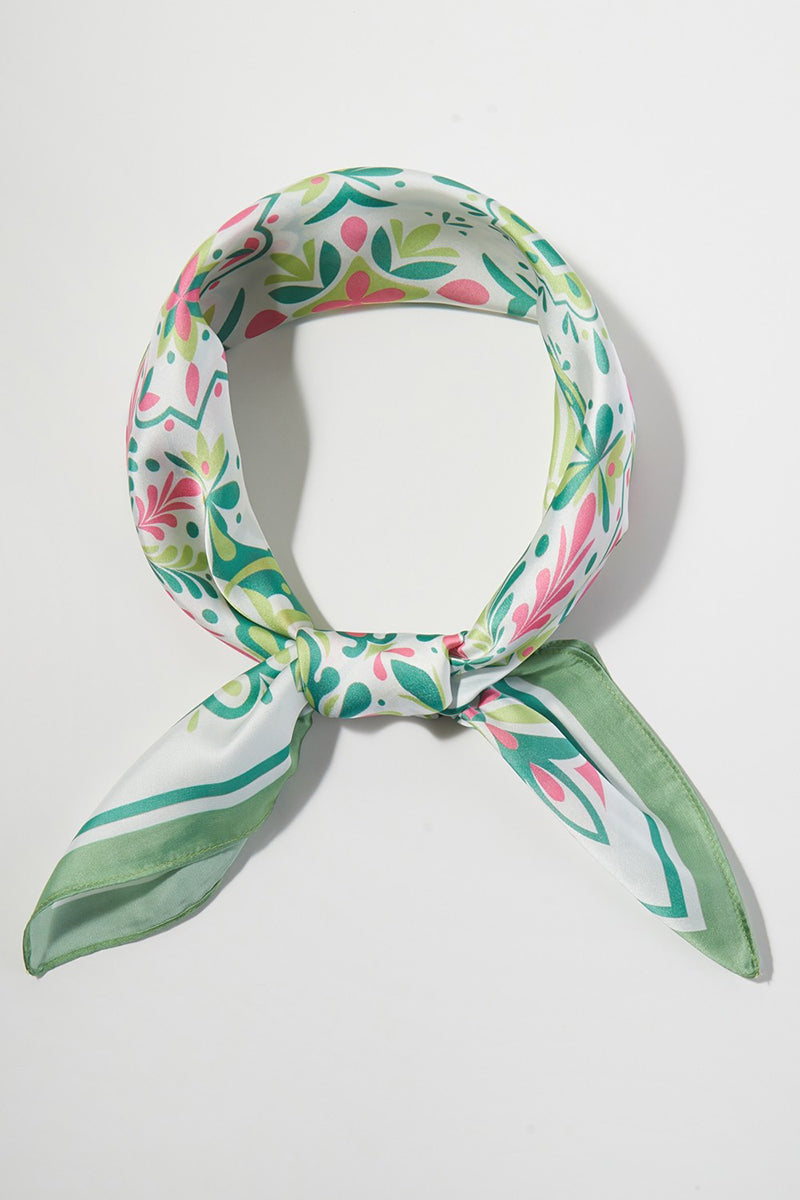 Barcelona Green Square Satin Scarf