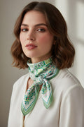 Barcelona Green Square Satin Scarf