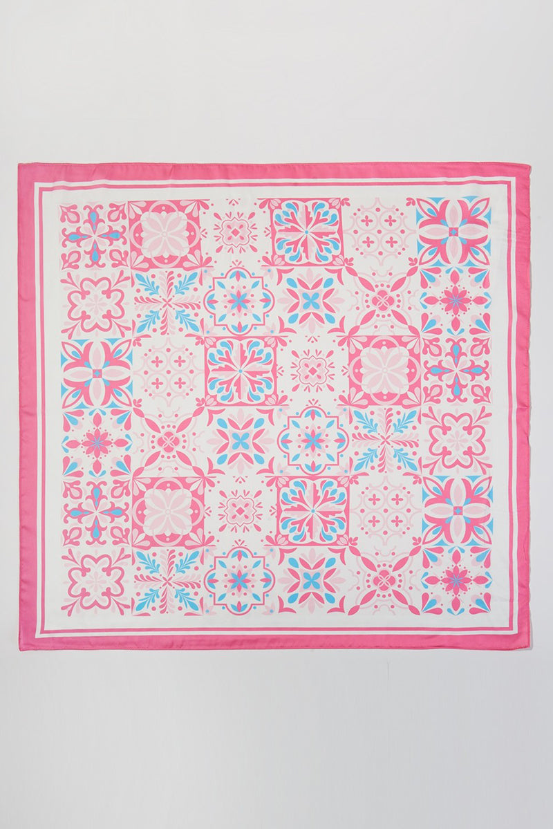 Barcelona Pink Square Satin Scarf